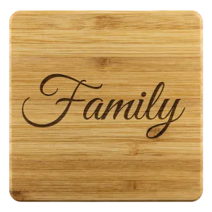Etched Family Bamboo Coasters (sets of 4)