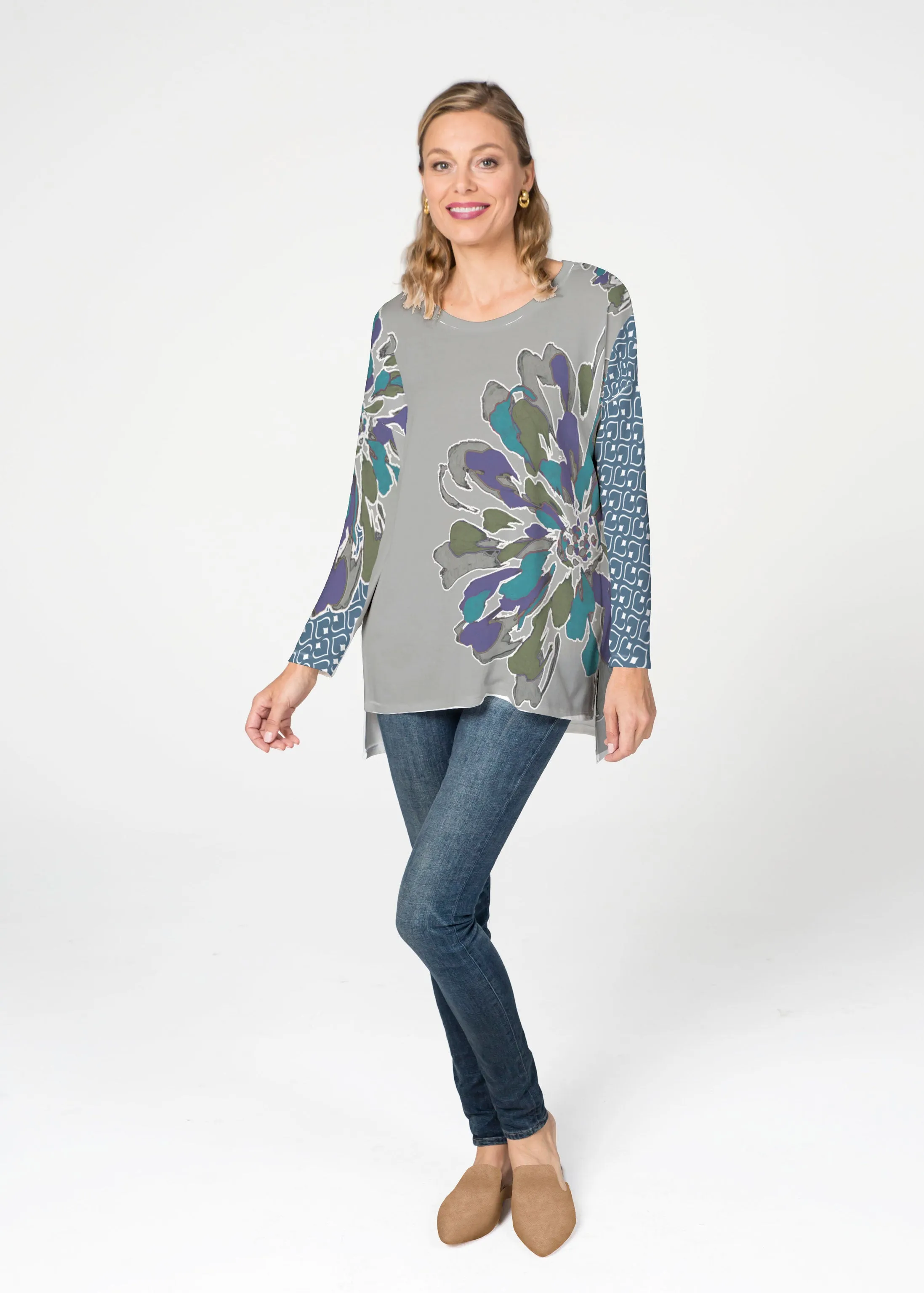 Fanny Grey Mixed (5148) ~ Slouchy Butterknit Top