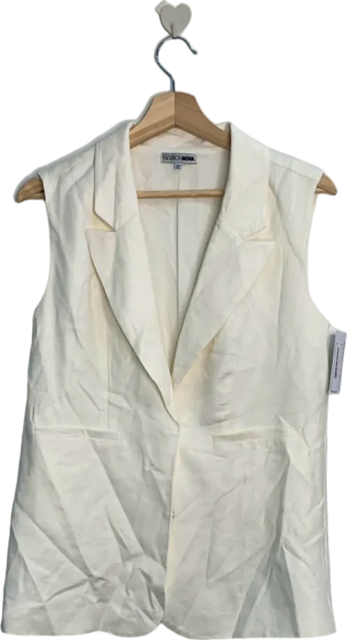 Fashion Nova White Sleeveless Blazer XS