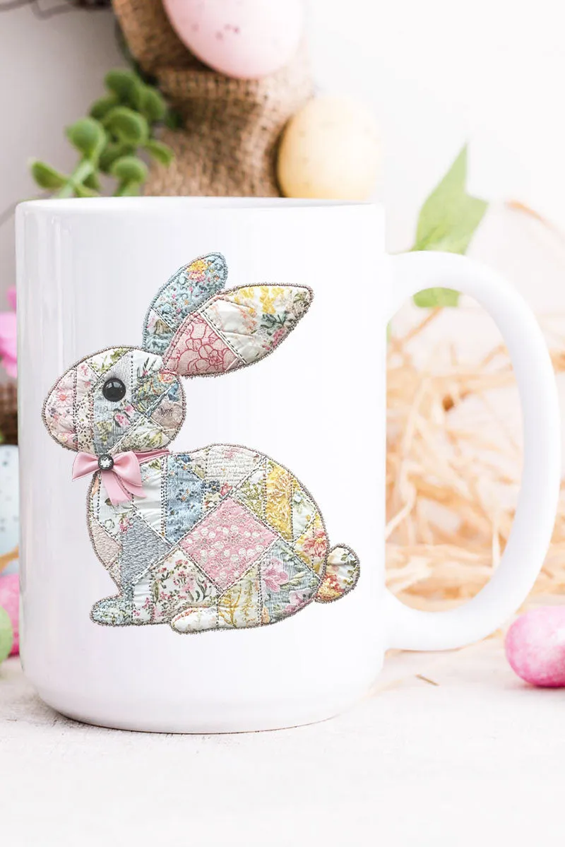 Faux Quilted Bunny Ceramic Mug