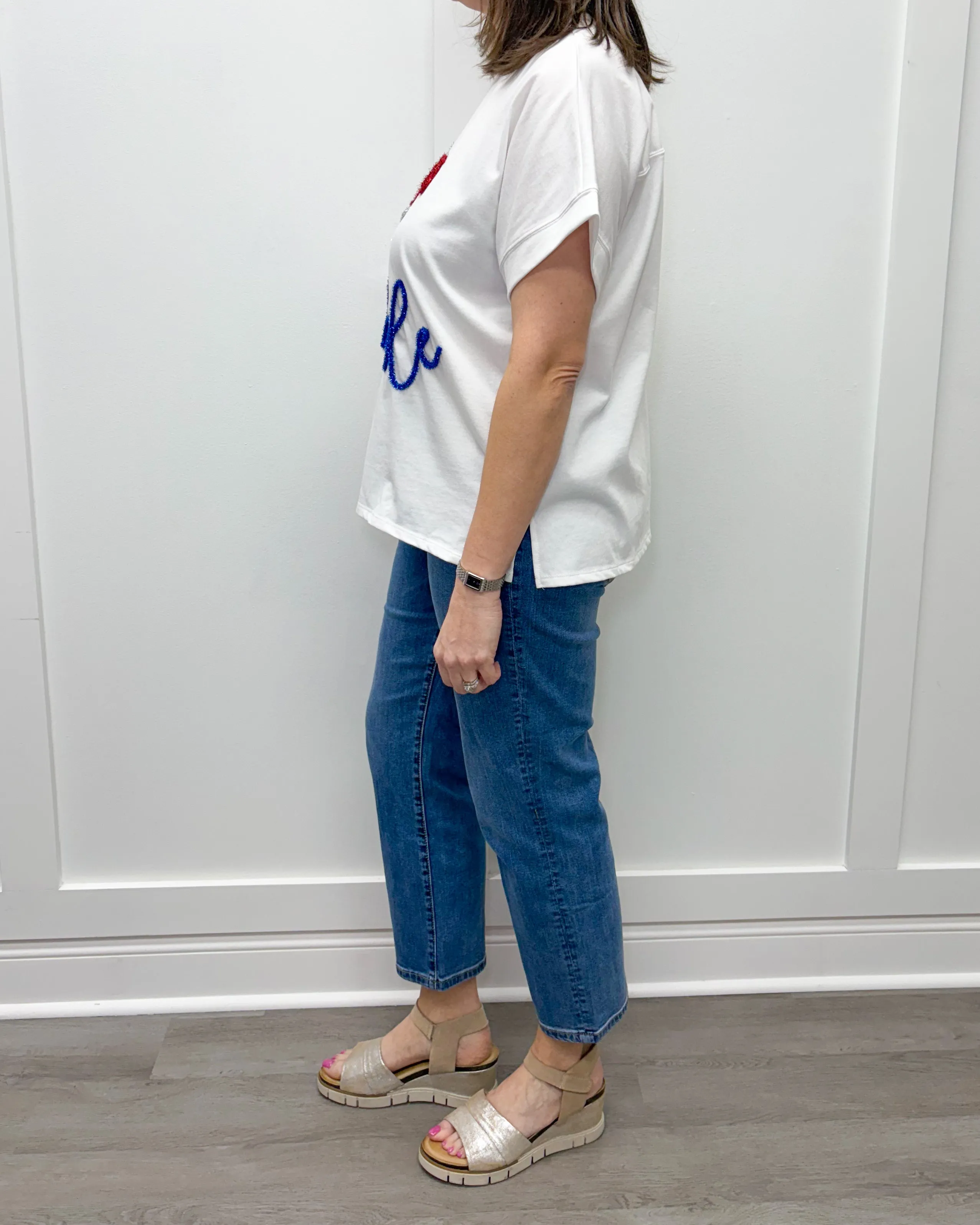 Fourth of July Sparkle Top - White
