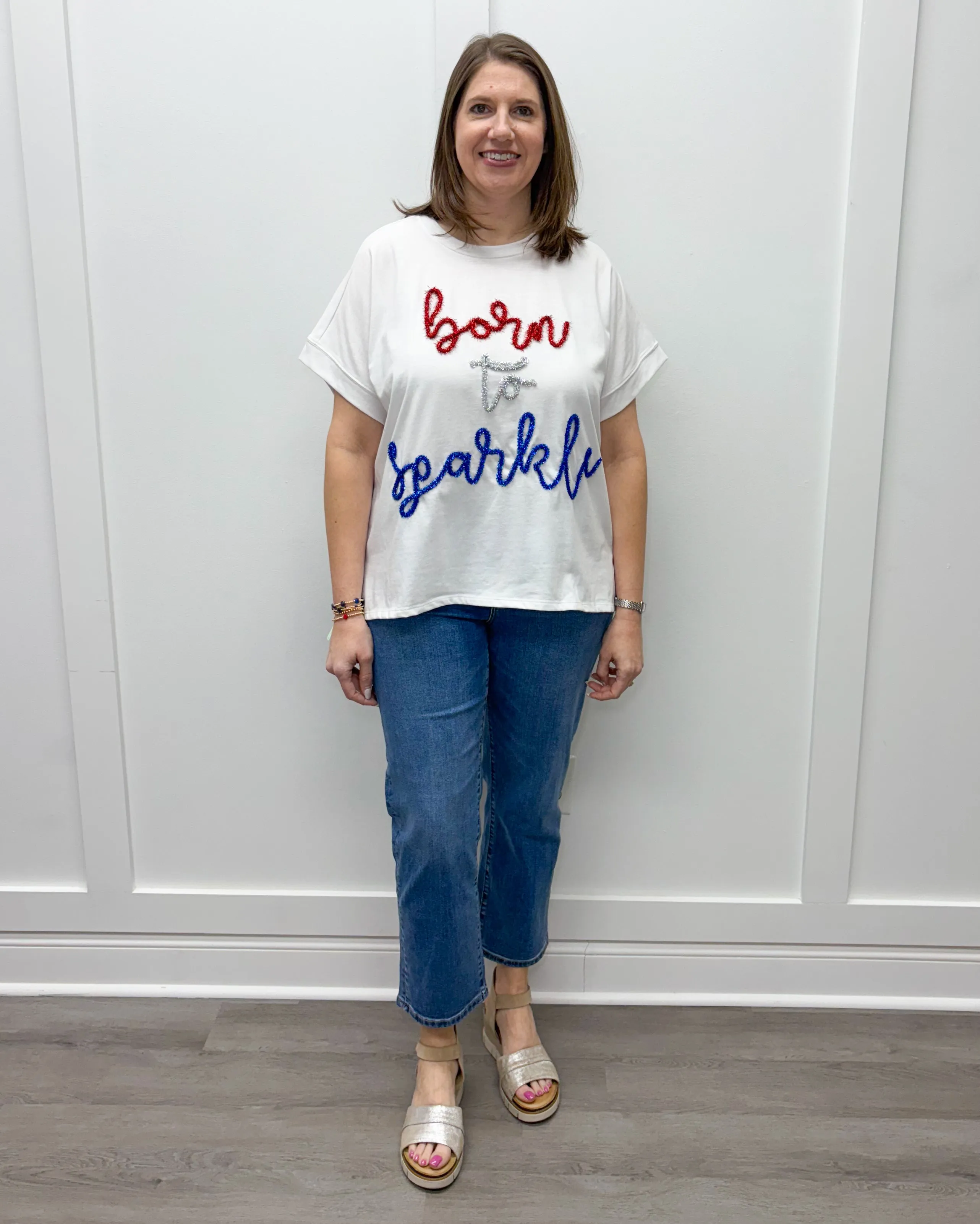 Fourth of July Sparkle Top - White