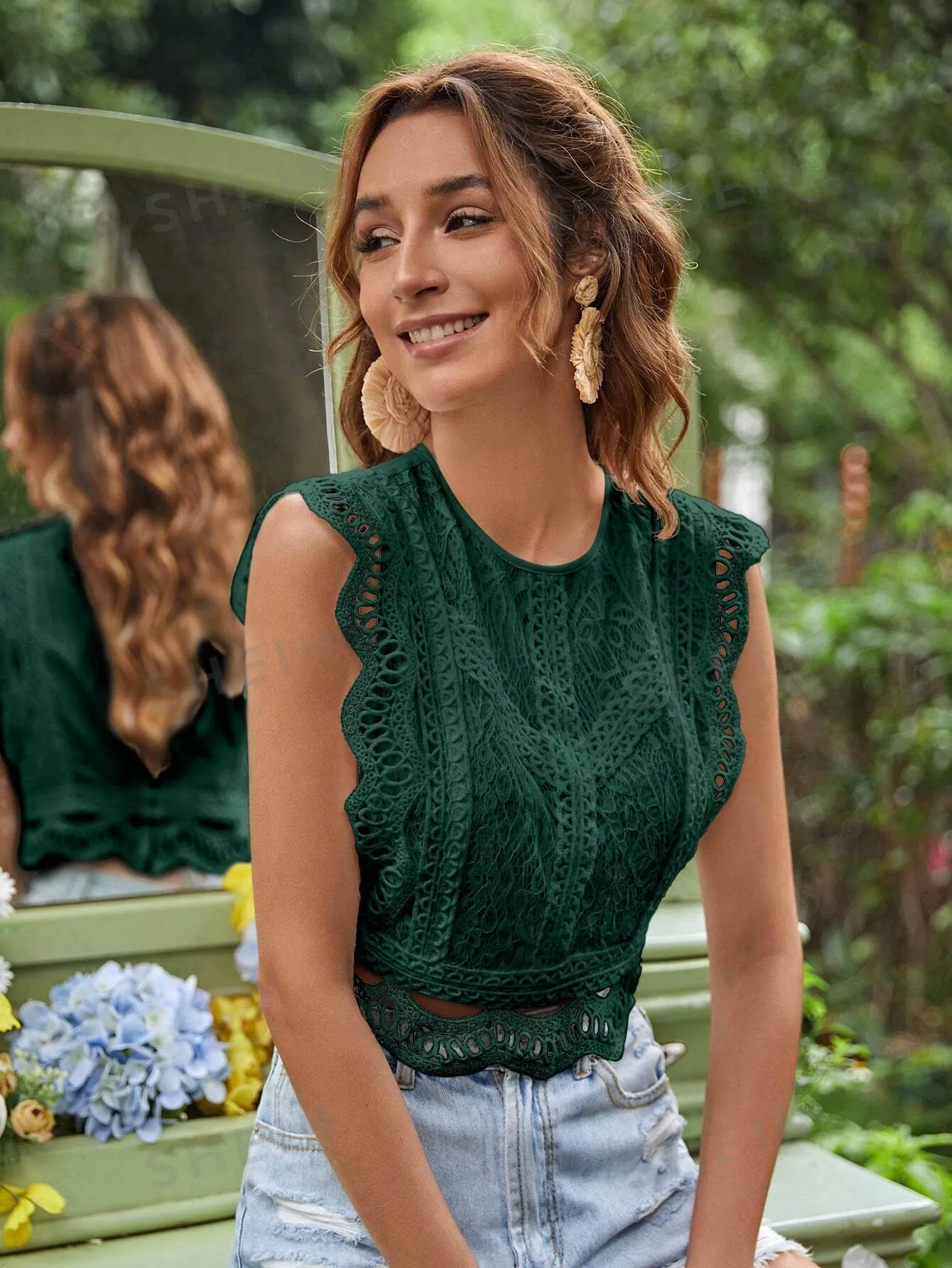 Frenchy Women's Summer Round Neck Pride Shirt,Teacher Clothes Lace Patchwork Solid Color Sleeveless Blouse,Frenchy Women White Lace Casual Elegant Teacher Work Women Birthday Shirt