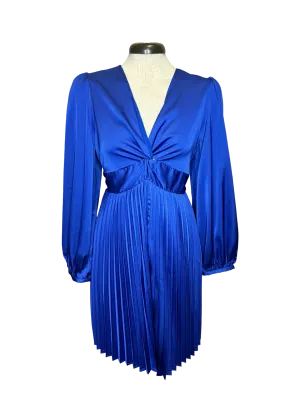 Front Twist Pleated Dress Royal Blue