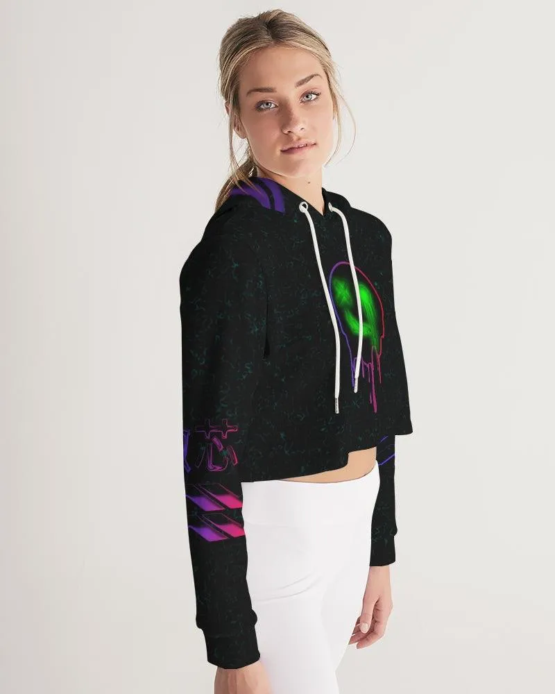 Ghost Glitch Women's Cropped Hoodie