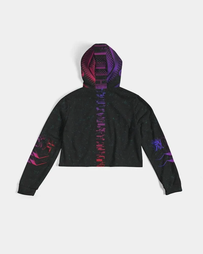 Ghost Glitch Women's Cropped Hoodie