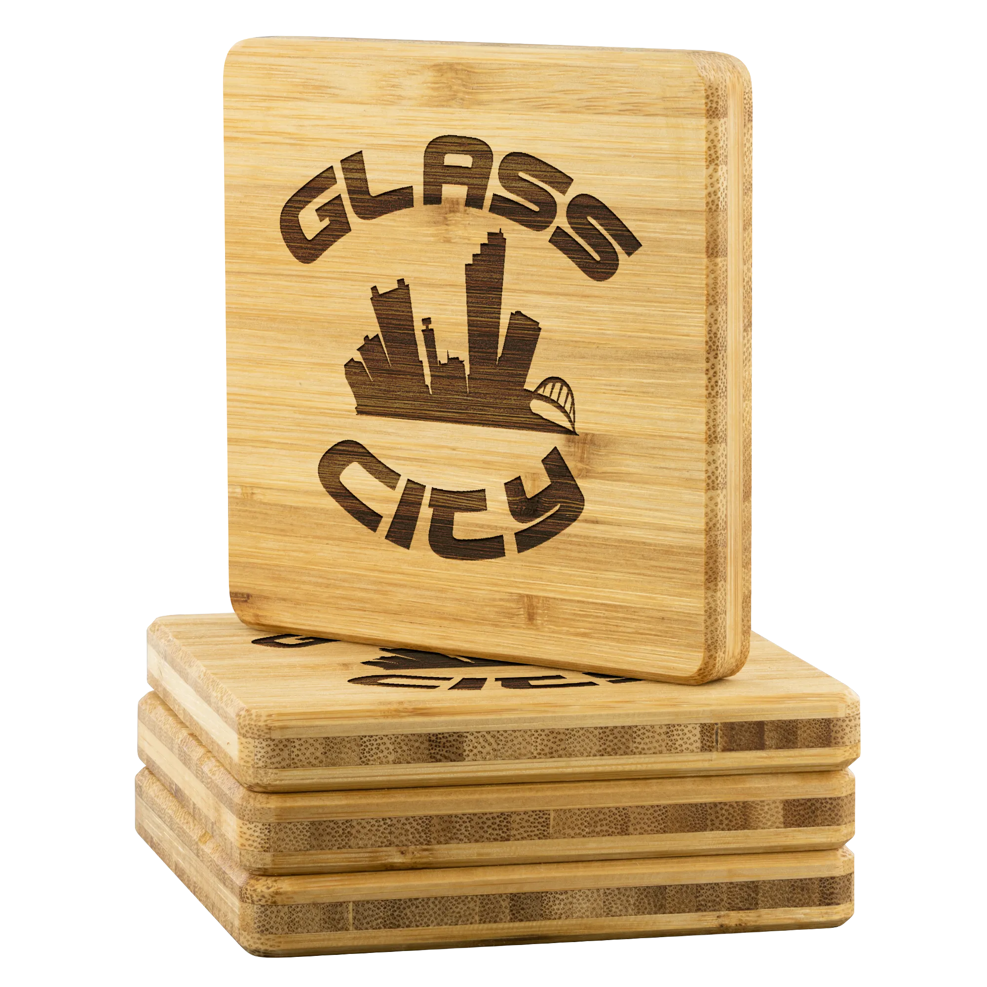 Glass City - Bamboo Coaster Set
