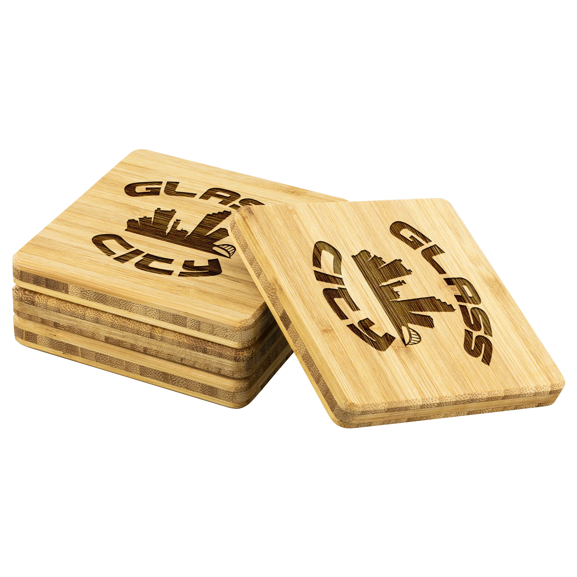 Glass City - Bamboo Coaster Set