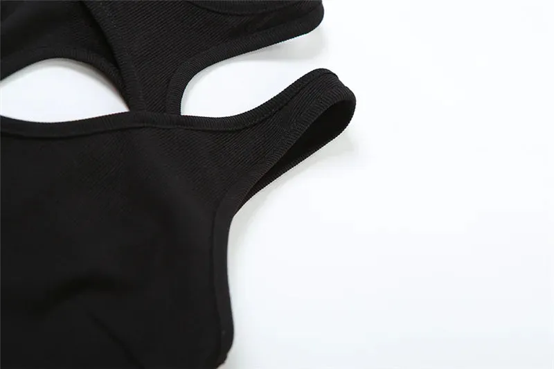 Gothic Hollow Out Sexy Bodysuit New Fashion Y2k Patchwork Tops for Women Grunge Backless High Cut Slim Bodysuit