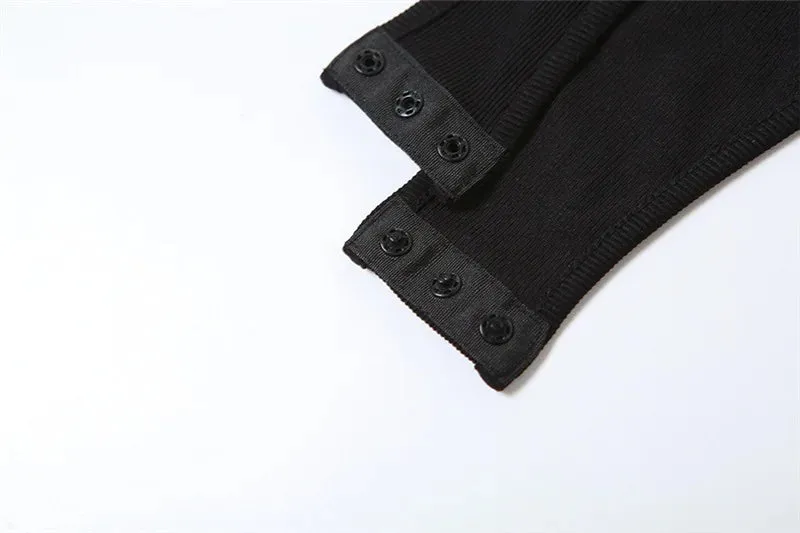 Gothic Hollow Out Sexy Bodysuit New Fashion Y2k Patchwork Tops for Women Grunge Backless High Cut Slim Bodysuit