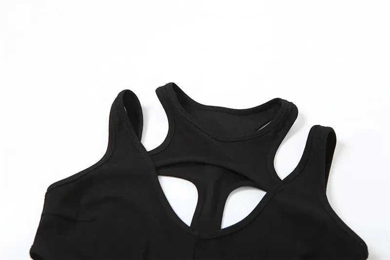 Gothic Hollow Out Sexy Bodysuit New Fashion Y2k Patchwork Tops for Women Grunge Backless High Cut Slim Bodysuit