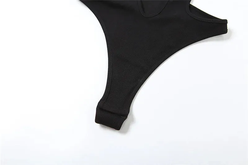 Gothic Hollow Out Sexy Bodysuit New Fashion Y2k Patchwork Tops for Women Grunge Backless High Cut Slim Bodysuit