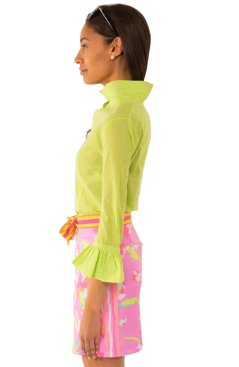 Gretchen Scott | Cotton Priss Blouse | Women's | Lime Stripe
