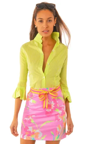Gretchen Scott | Cotton Priss Blouse | Women's | Lime Stripe