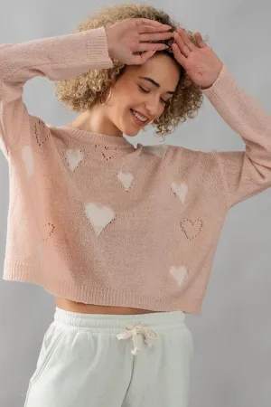 Heart Rib Knit Sweater - Medium