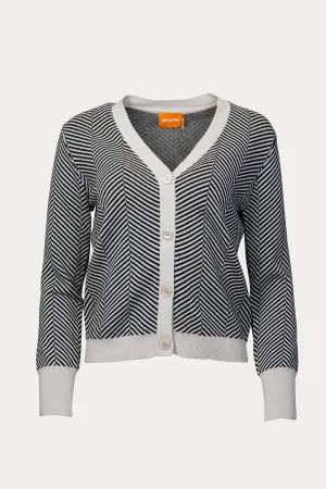 HERRINGBONE COTTON SILK-BLEND CARDIGAN