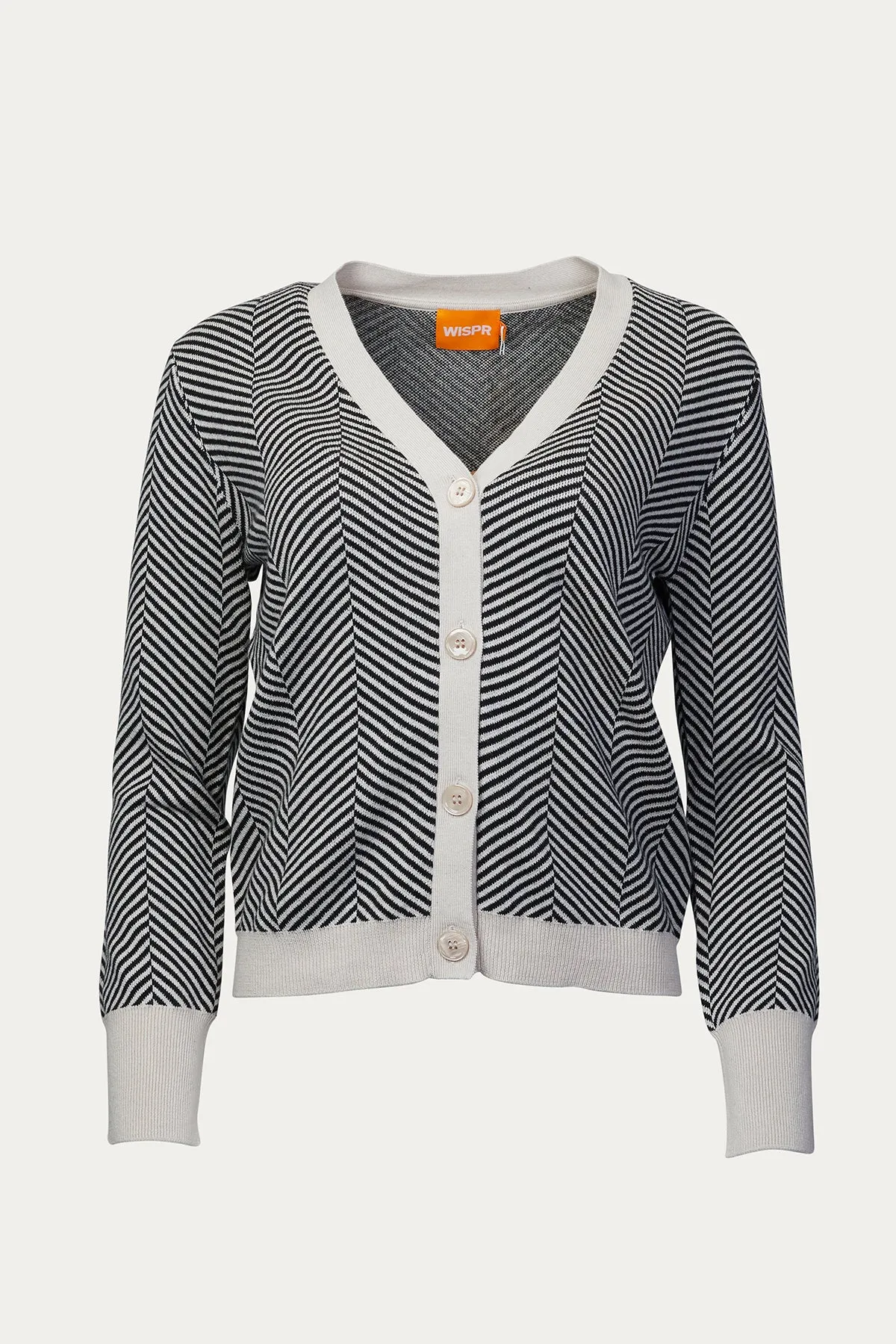 HERRINGBONE COTTON SILK-BLEND CARDIGAN