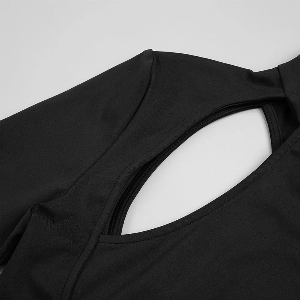 High Neck Hollow Out Maxi Bodycon Dress BD2417
