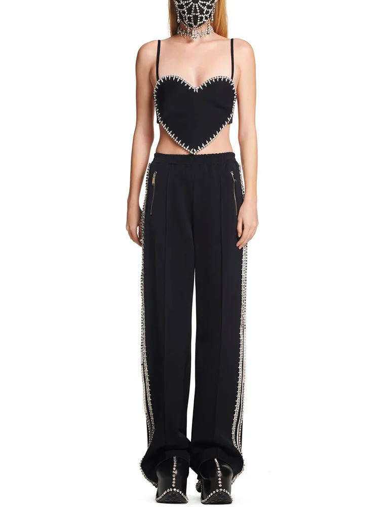 High Street Patchwork Diamond Zipper Tank Tops For Women