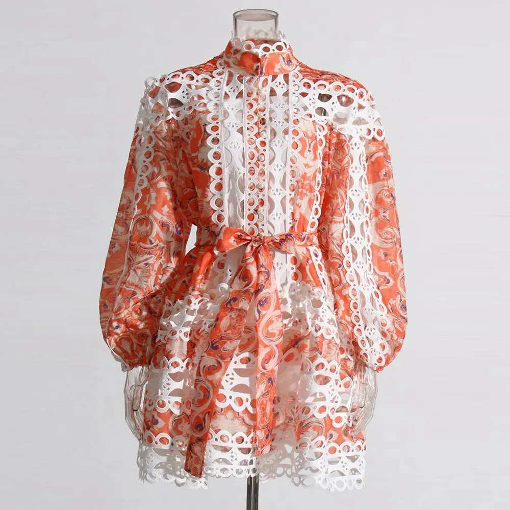 Hollow Out Hit Color Dresses