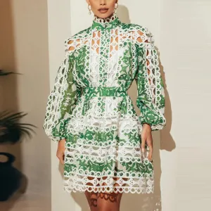 Hollow Out Hit Color Dresses