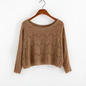 Hollow Out Knitted Crop Sweater