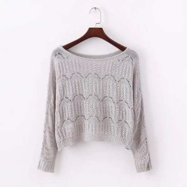 Hollow Out Knitted Crop Sweater