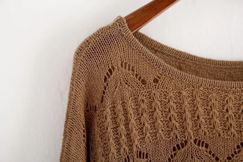 Hollow Out Knitted Crop Sweater