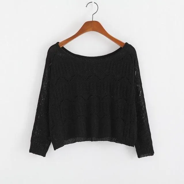 Hollow Out Knitted Crop Sweater