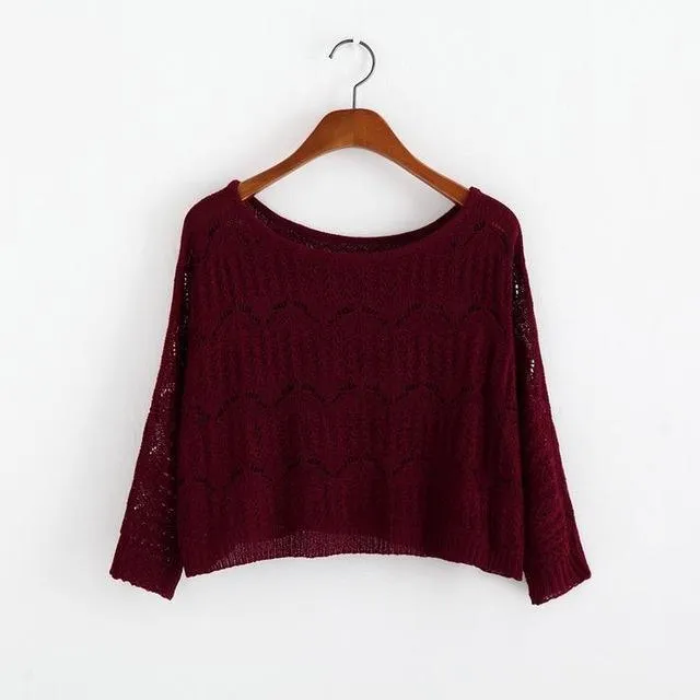 Hollow Out Knitted Crop Sweater