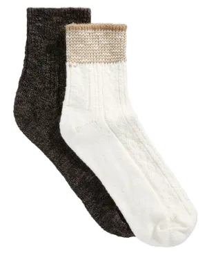 HUE Women's 2 Pack Striped Shortie Boot Socks. U18975