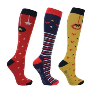 Hy Equestrian Christmas Decorations Horse Riding Socks (Pack of 3)