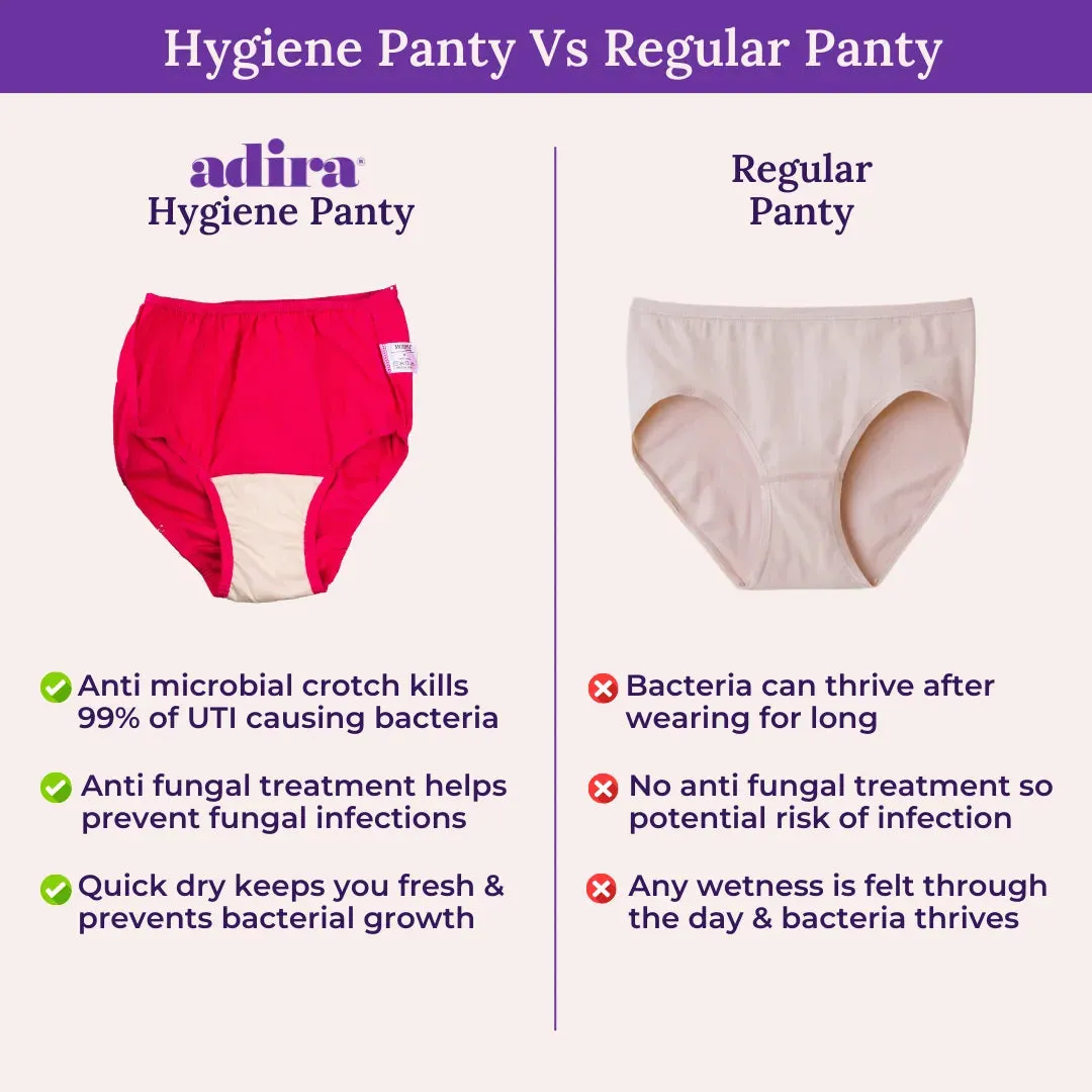 Hygiene Panties | High Waist | Brief Fit | Prevents UTIs | Pack Of 2