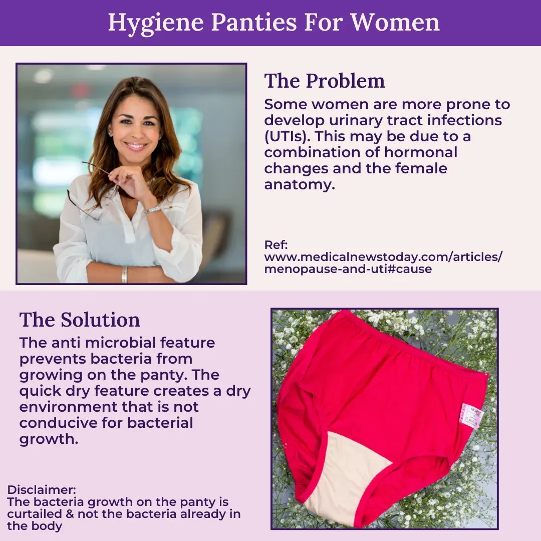 Hygiene Panties | High Waist | Brief Fit | Prevents UTIs | Pack Of 2
