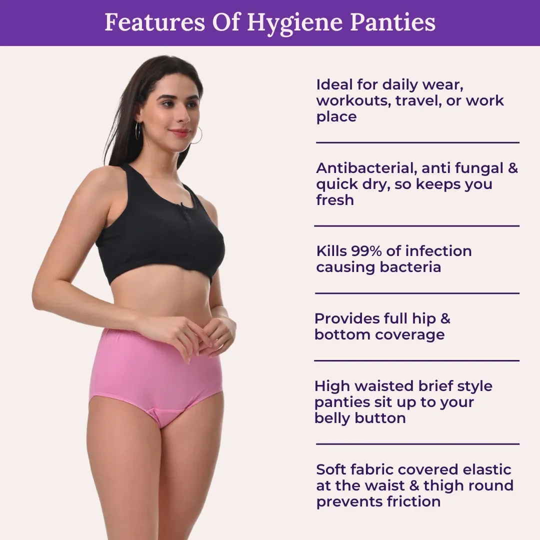 Hygiene Panties | High Waist | Brief Fit | Prevents UTIs | Pack Of 2