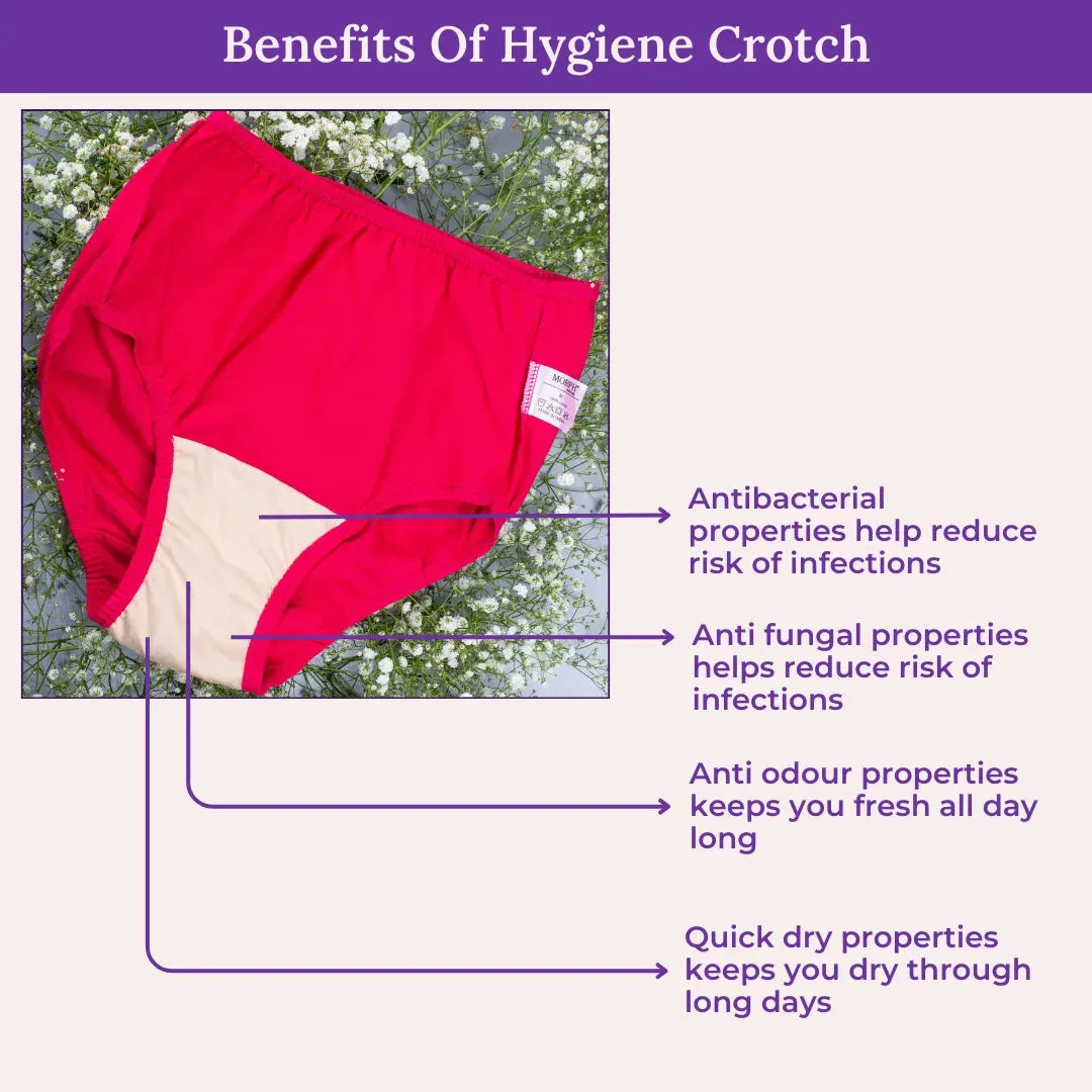 Hygiene Panties | High Waist | Brief Fit | Prevents UTIs | Pack Of 2