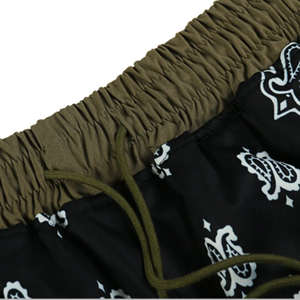 Japanese Cashew Flower Patchwork Shorts