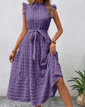JAZZLYN FLY SLEEVE TEXTURED DRESS-