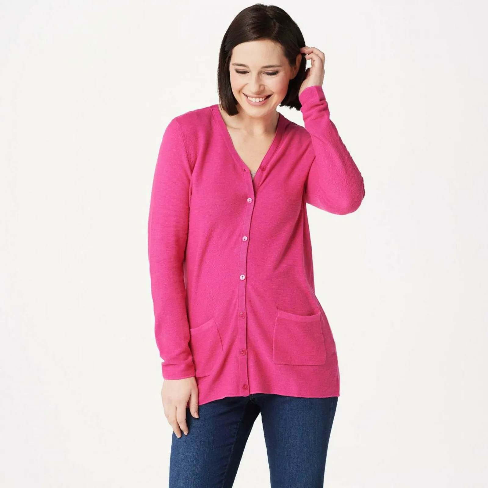 Joan Rivers Women's Cardigan Sweater With Grosgrain Ribbon Trim