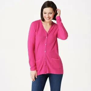 Joan Rivers Women's Cardigan Sweater With Grosgrain Ribbon Trim