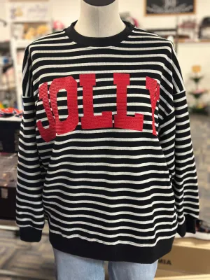 Jolly Black and White Striped Long Sleeve Top