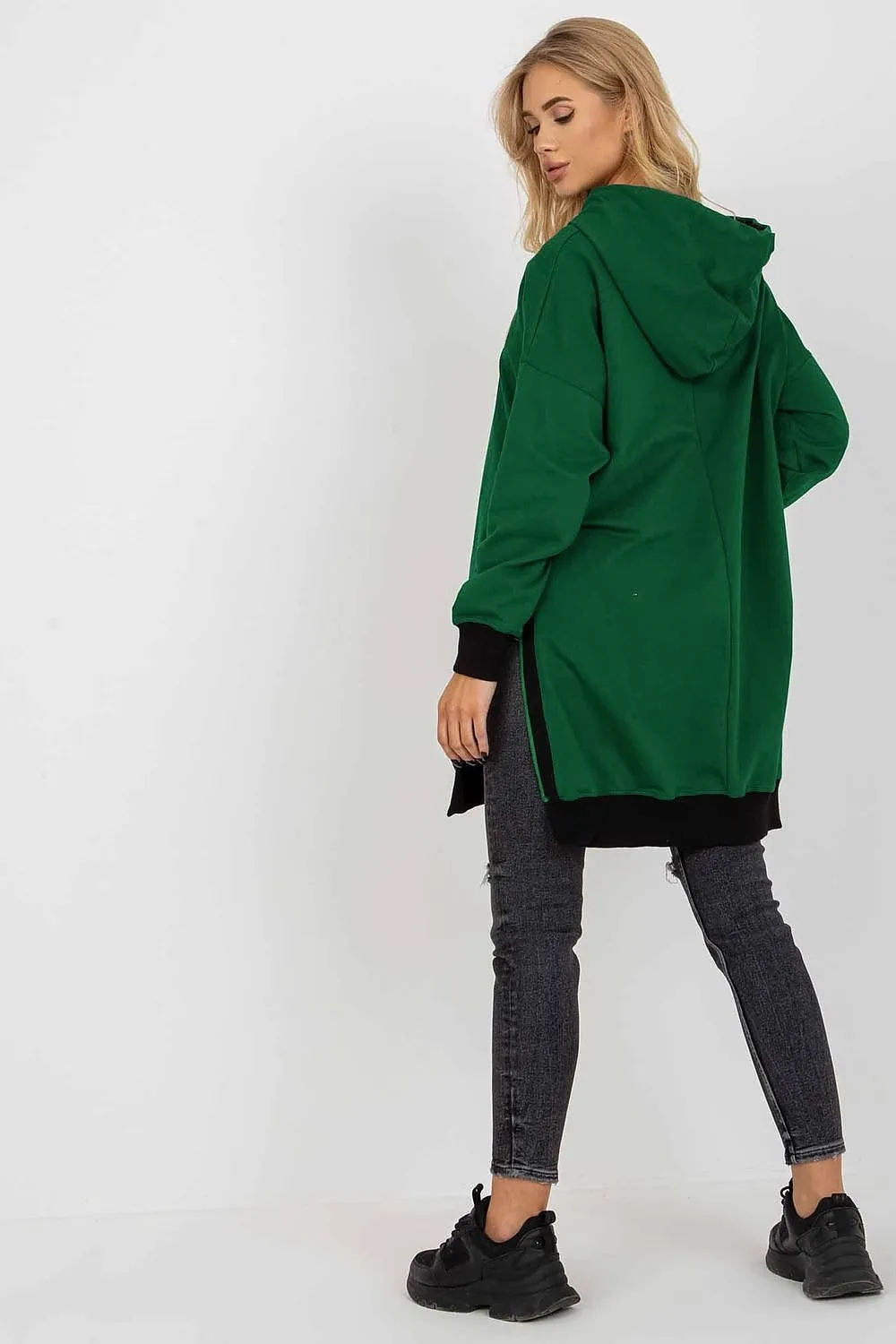 JTDF California Long Casual Sweatshirt with Hood & Side Slits