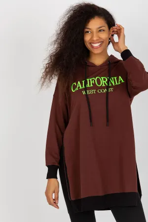 JTDF California Long Casual Sweatshirt with Hood & Side Slits