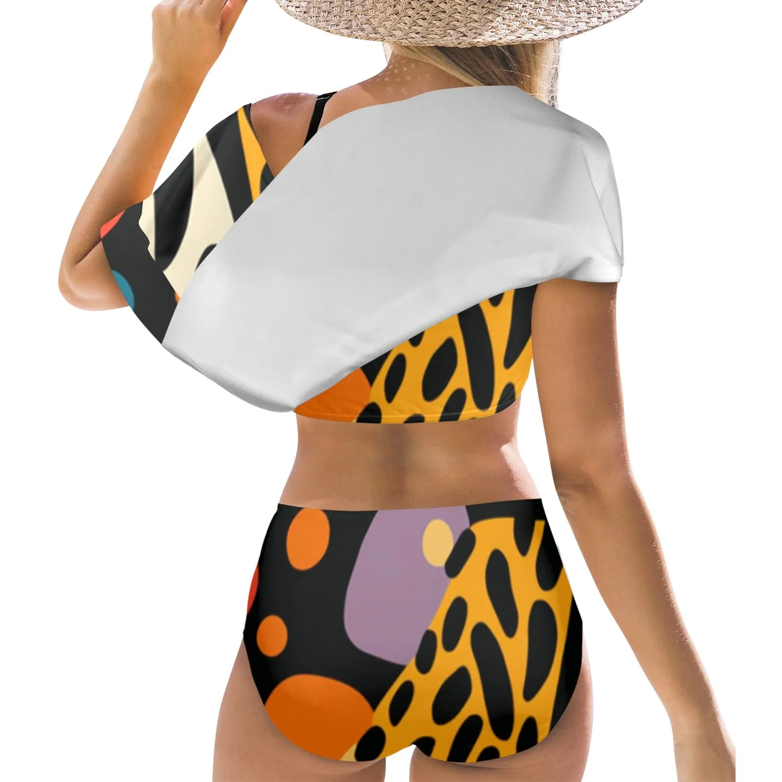 Jungle Game Fever Women's Ruffle Off Shoulder Bikini Swimsuit