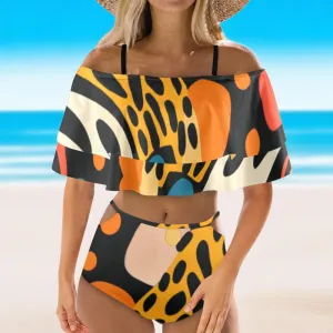 Jungle Game Fever Women's Ruffle Off Shoulder Bikini Swimsuit
