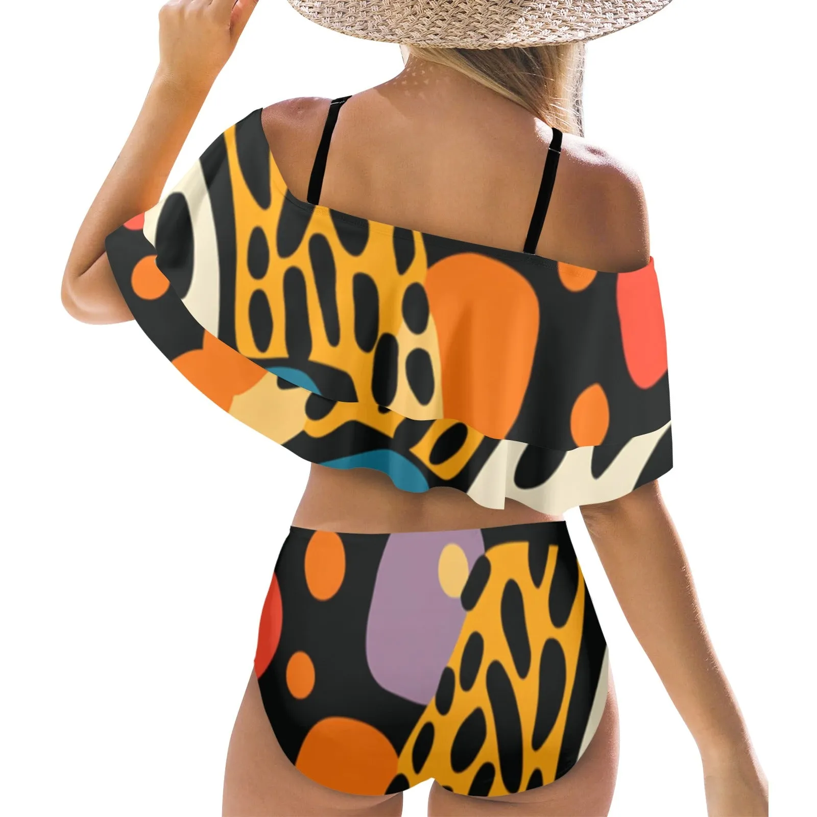 Jungle Game Fever Women's Ruffle Off Shoulder Bikini Swimsuit