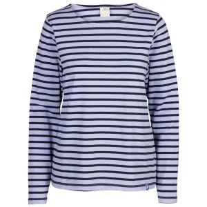 Karen Women's Casual Long Sleeve Top in Cool Blue Stripe