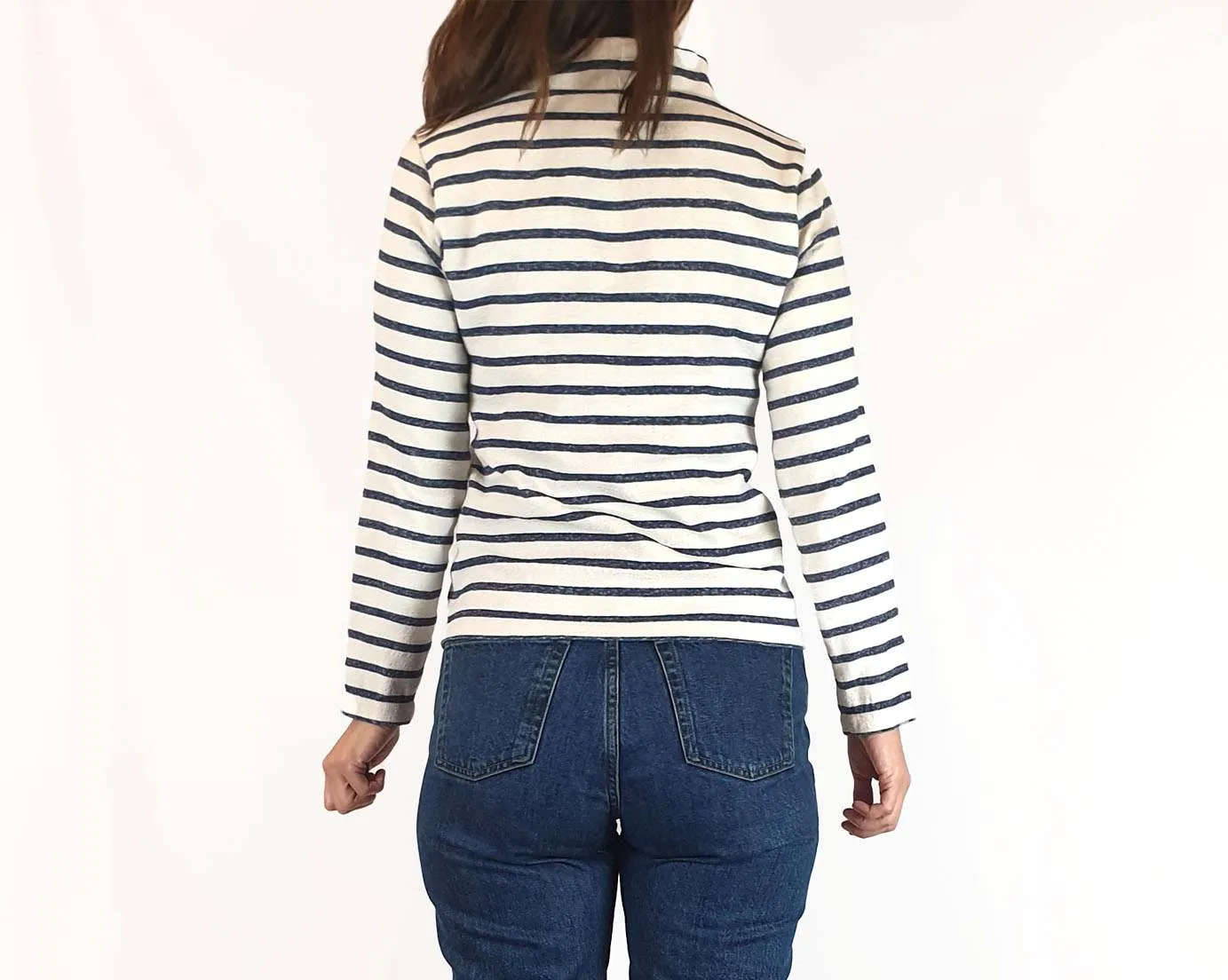 Kumo blue and white striped high neck top size 8