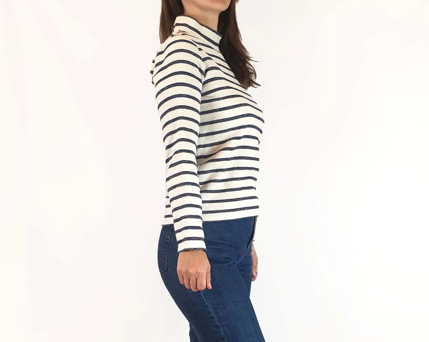 Kumo blue and white striped high neck top size 8