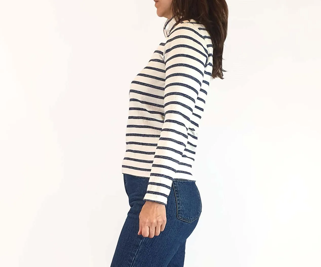 Kumo blue and white striped high neck top size 8
